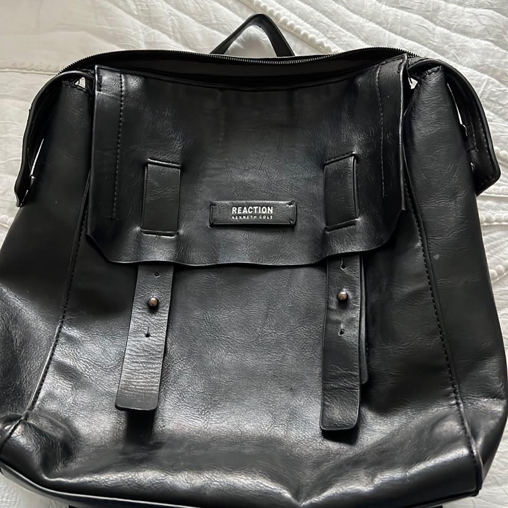 Reaction Kenneth Cole Black Leather Backpack